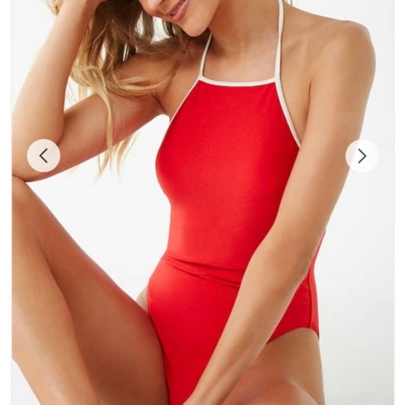 NWT Forever 21 One Piece Red Swimsuit - Picture 2 of 2